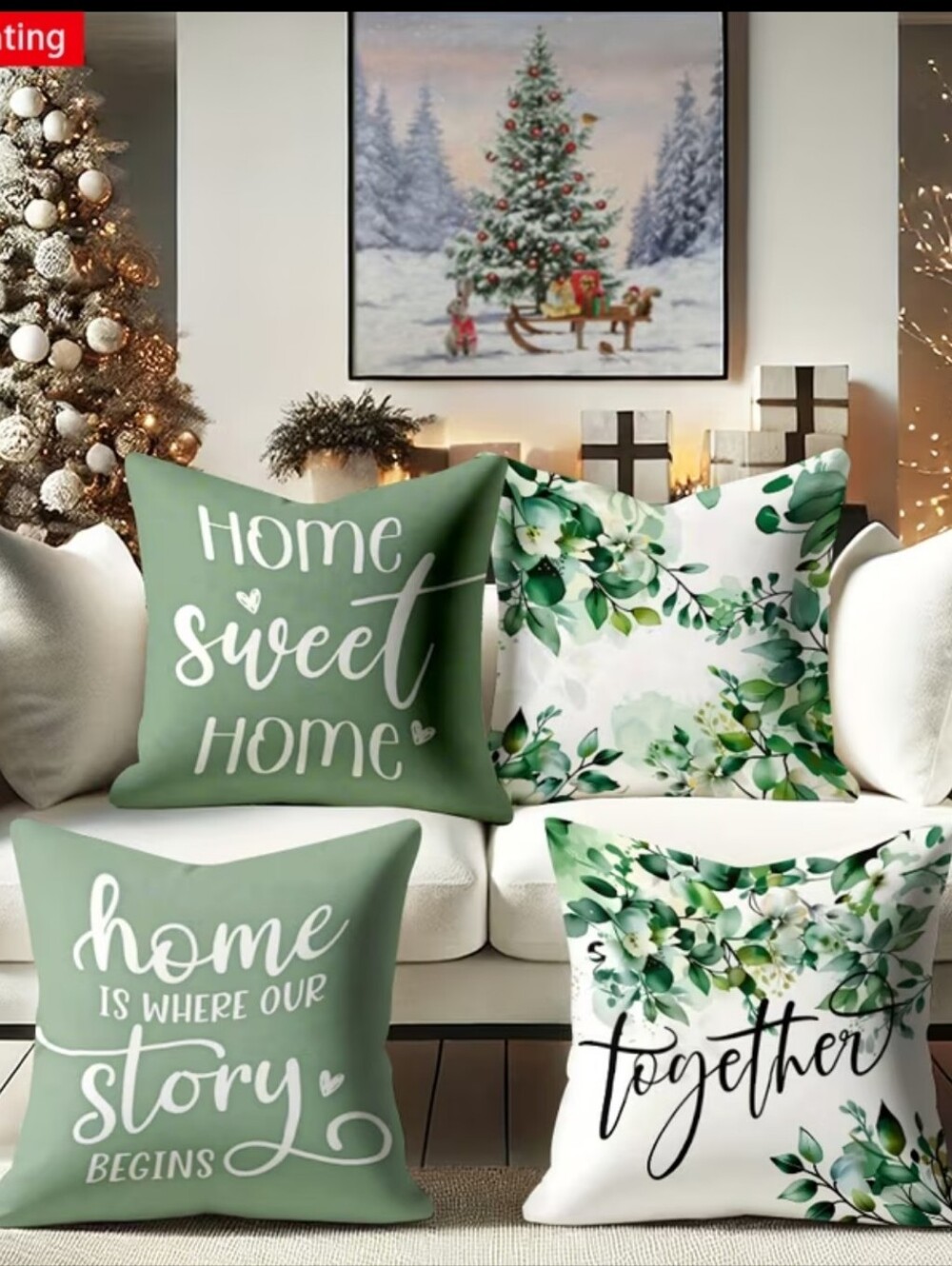 4 Piece Modern Botanical Pillow Covers. 20" X 20"...no Inserts Included.